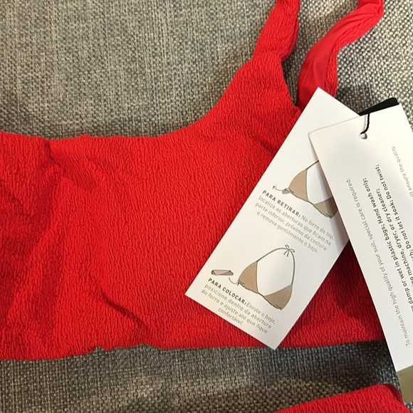ViX Firenze Zuri Top and Bela Hot Pants Bottom Bikini Set in Red Top M Bottom S - Picture 11 of 16